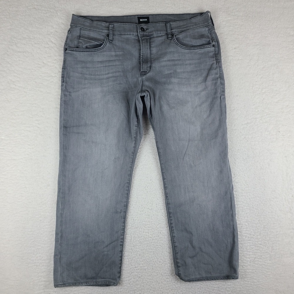Hudson Jeans Mens 38x27 Gray Byron Straight Leg Wash‎ Denim *